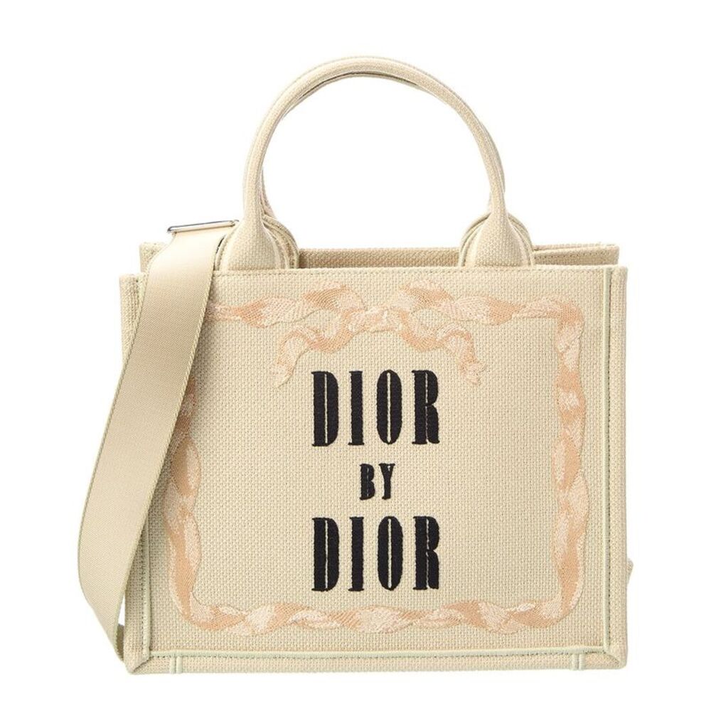 Dior Book Small Canvas Tote, Beige